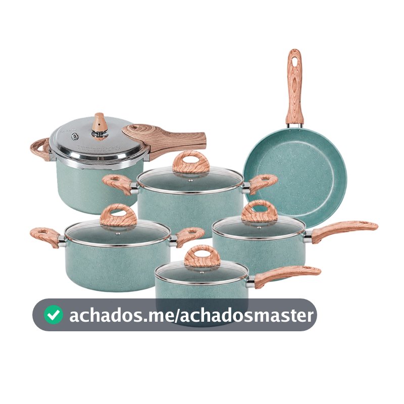 Jogo de Panelas 6pçs Com Panela de Pressão 4,2L Brinox Botanika Revestimento Cerâmico e Indução