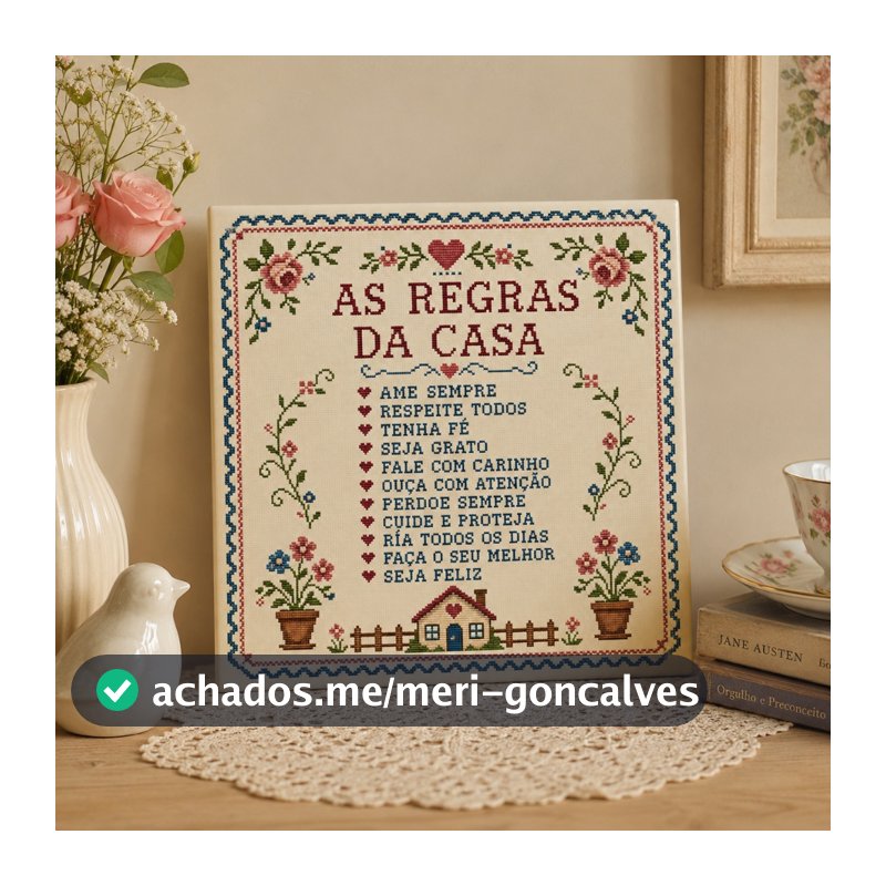 Azulejo Decorativo “As Regras da Casa” – 15x15 Cm