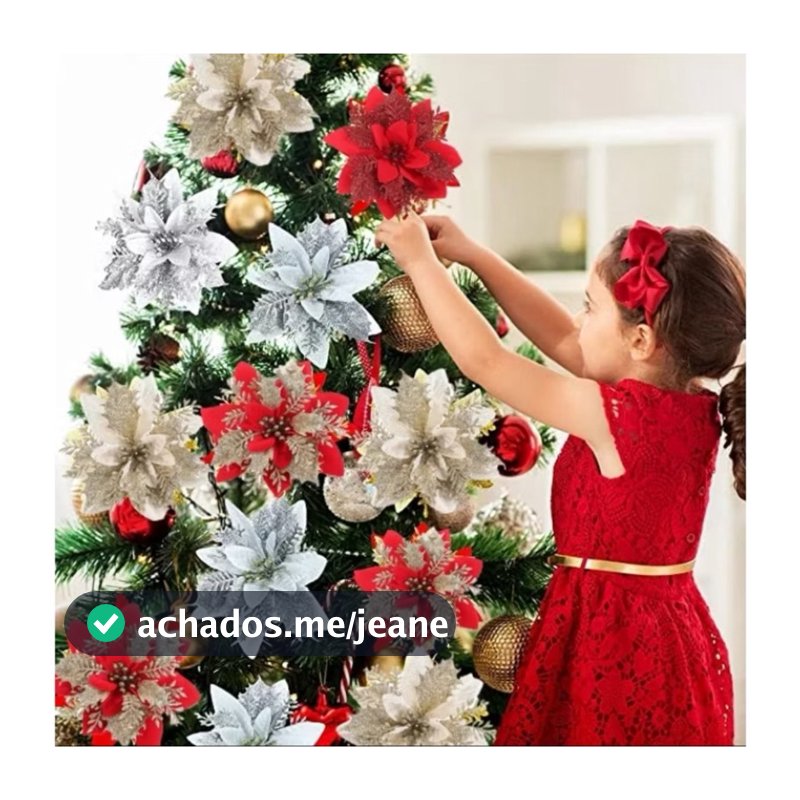 kit 5  Flor De Natal Poinsétia Decoração Arvore de natal Festas cor Vermelha Grande -