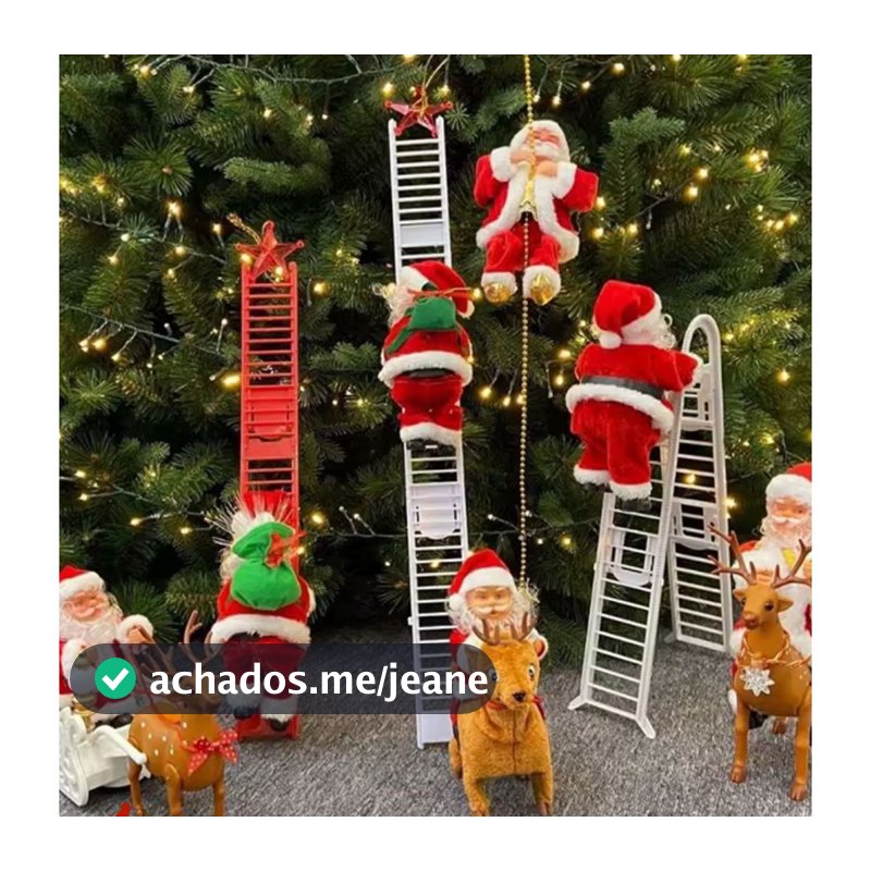 Boneco Papai Noel Enfeite Natal Sobe e desce Escada Arvore Natalino toca música