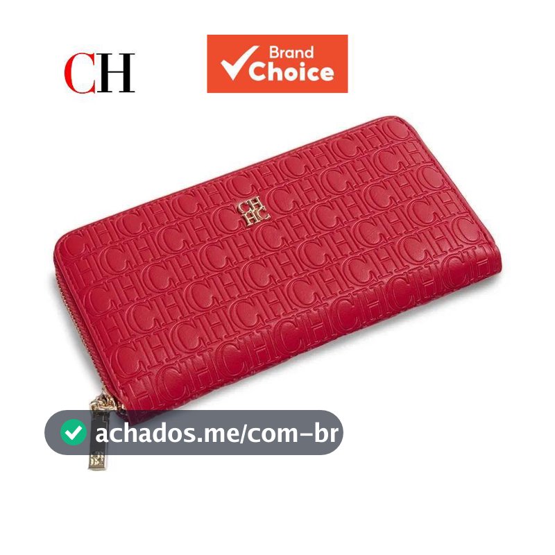 CH Carteira Com Zíper Em Relevo , Longa De Grande Capacidade , Porta-Cartões , Organizador De Dinheiro , Bolsa Clutch De