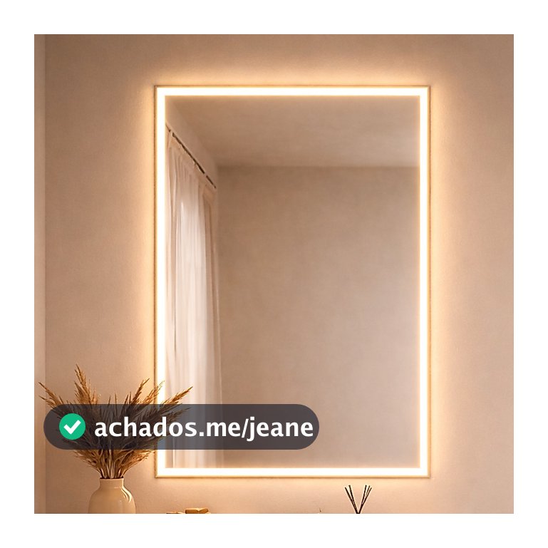 Espelho Retangular Jateado com LED 3 Cores Botão Touch Várias Medidas Luxo Decorativo Banheiro