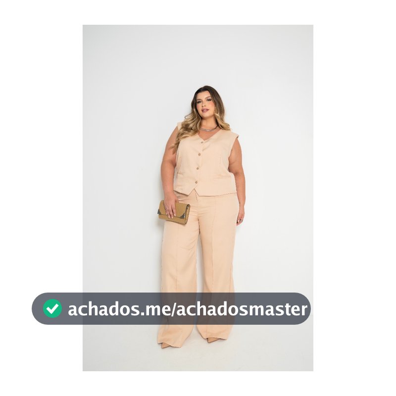 Conjunto Feminino Plus Size Colete Com Calça Pantalona Alfaiataria Social Longa Casual Inverno