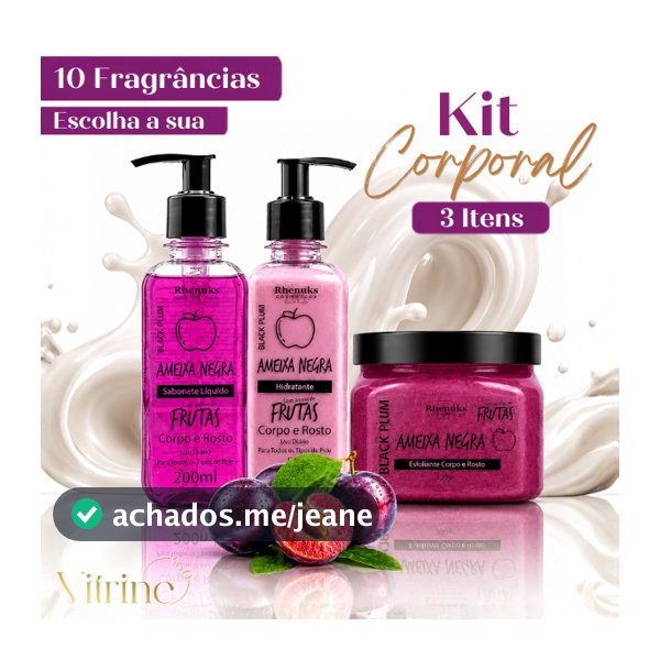 Kit Sabonete + Hidratante + Esfoliante Rhenuks 200ml Corpo e Rosto 10 fragrâncias