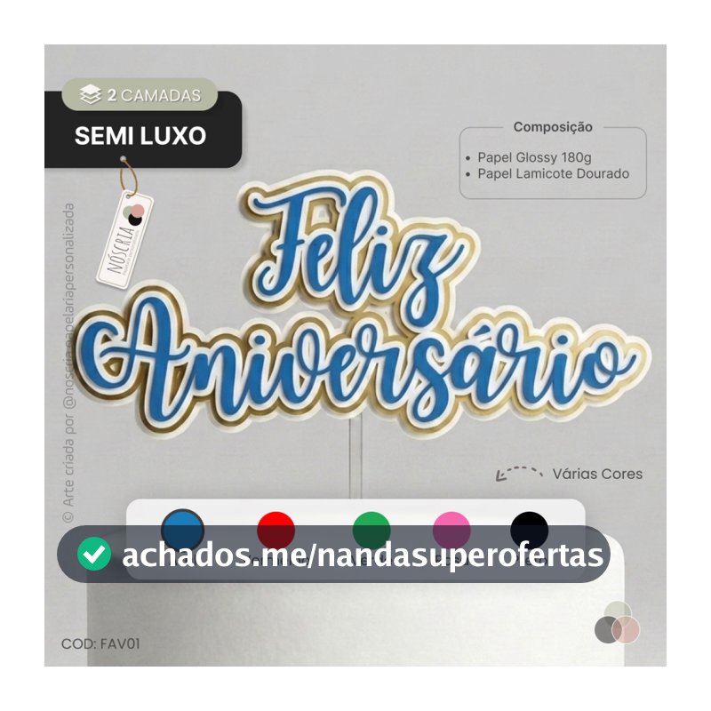 Topo de Bolo Feliz Aniversário Várias Cores | Qualidade Premium | Envio em 24h
