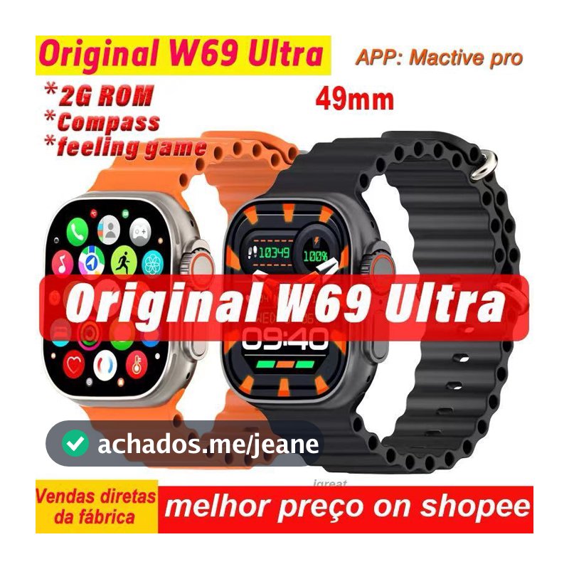 W69 Ultra Smart Watch 2GB ROM 49MM Ultra 9 Series Compass GPS Tracker NFC Feel Game BT Call Music Siri iwo Smartwatch