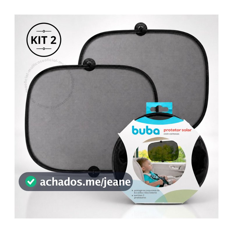 Kit Com 2 Protetor Solar blackout Buba Com Ventosa Para Carro Infantil Neném Protege Sol