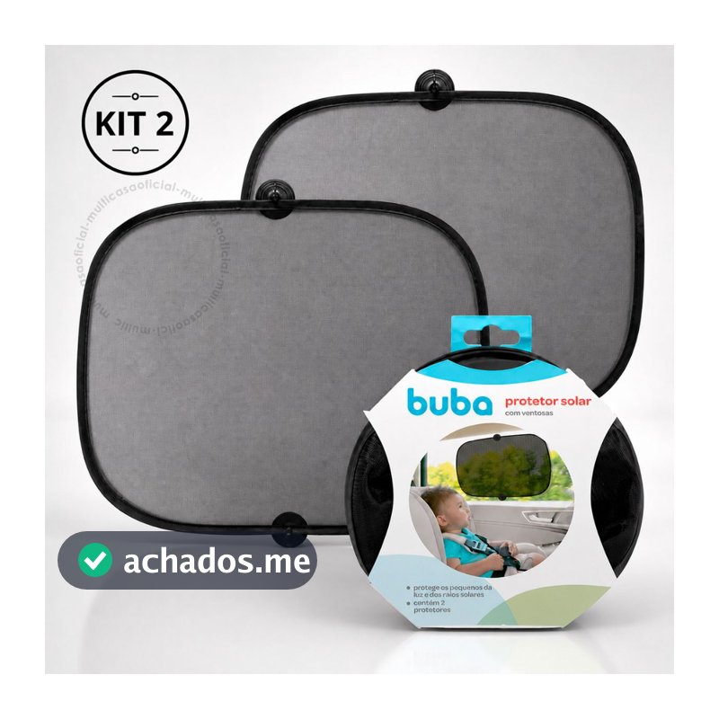 Kit Com 2 Protetor Solar blackout Buba Com Ventosa Para Carro Infantil Neném Protege Sol