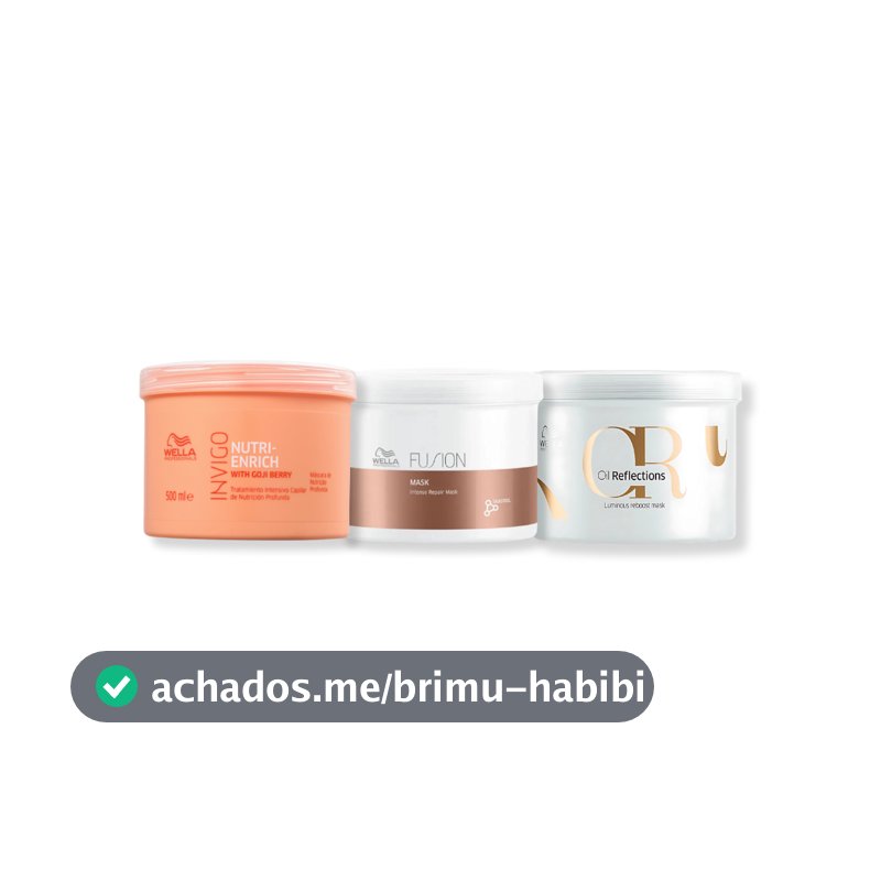 Kit Wella - ( Máscara 500g Enrich , Máscara 500g Fusion e Máscara 500g Oil Reflections )