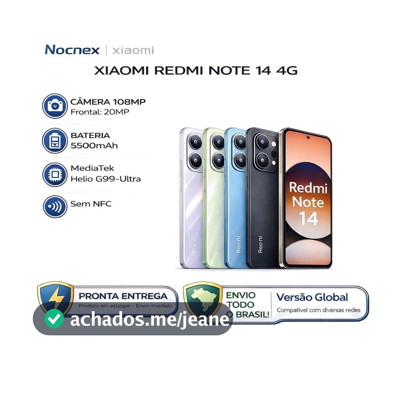 Xiaomi Redmi Note 14 4G 128GB | 256GB Versão Global