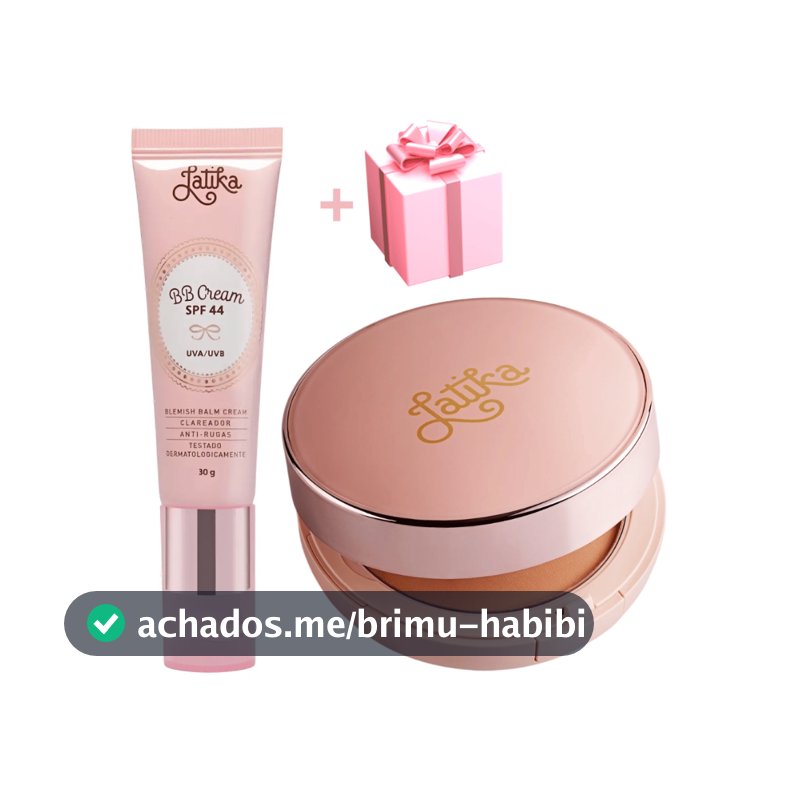 Kit Base BB Cream + Powder Latika Bege Claro Pó Compacto Original Clareador Fps 44