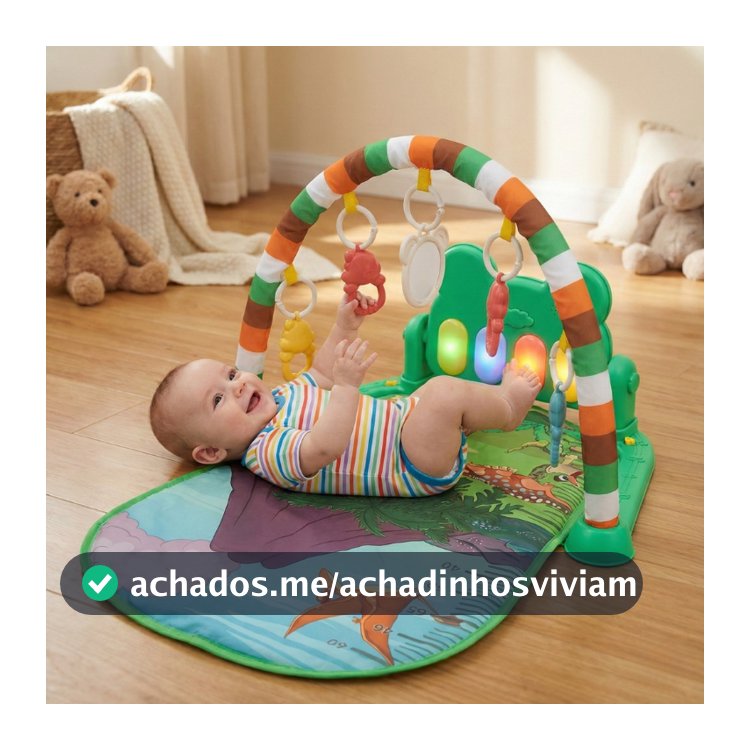 Tapete de Atividades Bebê com Piano Removível Som e Luzes e Cercadinho para Bebês Interativo