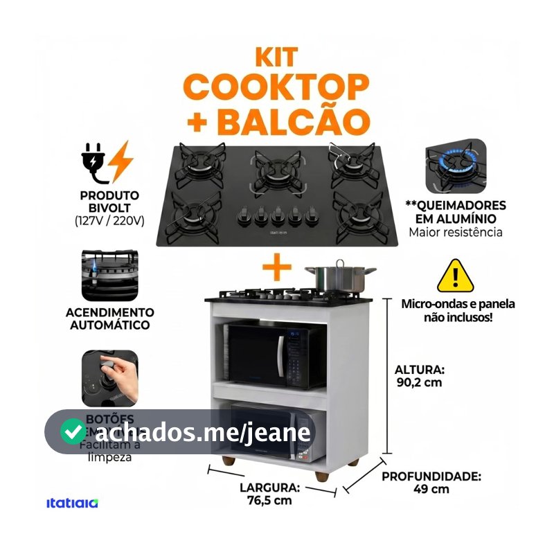 ÚLTIMAS UNIDADES Kit Cooktop Itatiaia 5 Bocas + Balcão