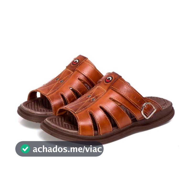 Sandália Chinelo Masculino Couro Legítimo  Anatômico Ortopédico MEGA CONFORTO
