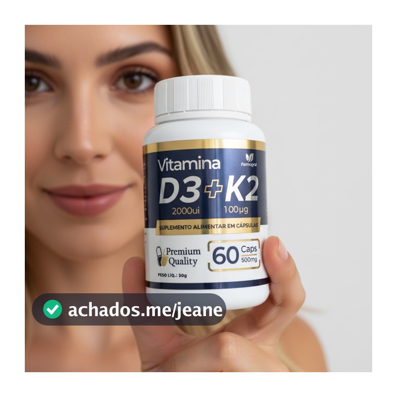 Vitamina D3 2000ui com Vitamina K2 MK7 - 60 Caps - Envio Imediato