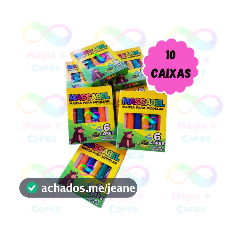 KIT COM 10 CAIXAS DE MASSINHA PARA MODELAR 65G C/ 6 CORES