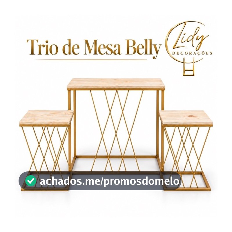 Trio de belly Treliça Dourado - Design Rústico, Estrutura Robusta, Versátil para Festas