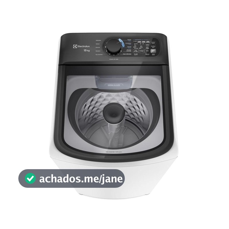 Máquina de Lavar Electrolux Efficient 13kg Branca Compacta, Econômica e Pré-diluição (LET13)