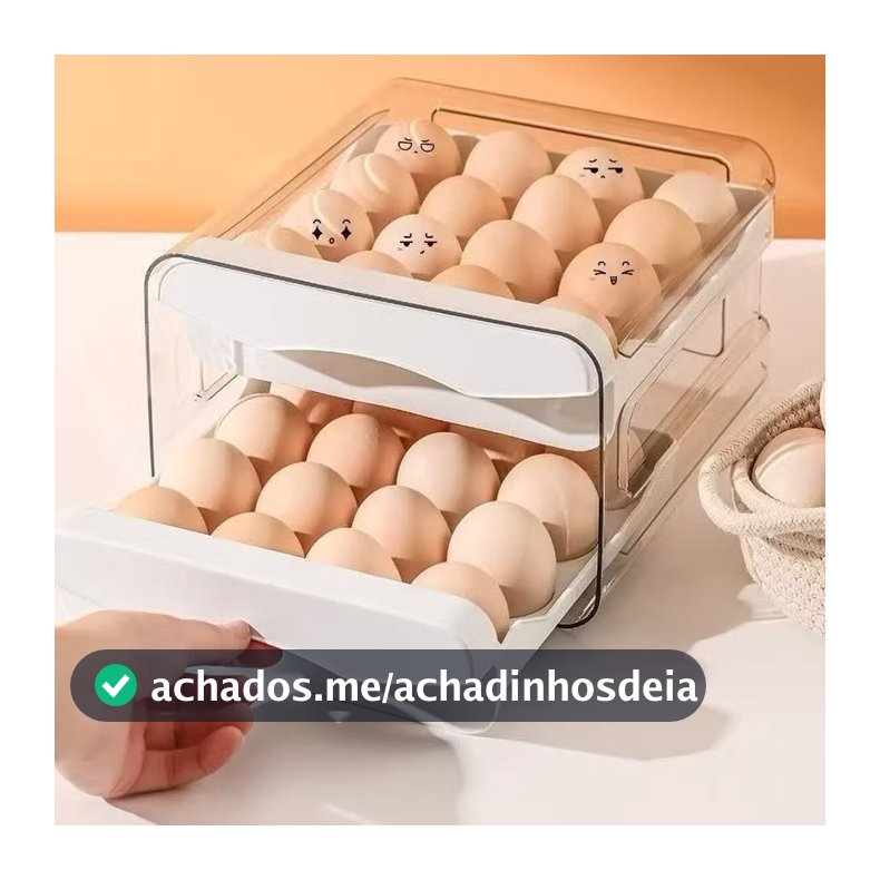 4ANDAR gaveteiro duplo em plástico tipo porta 32 ovos com para cozinha geladeira