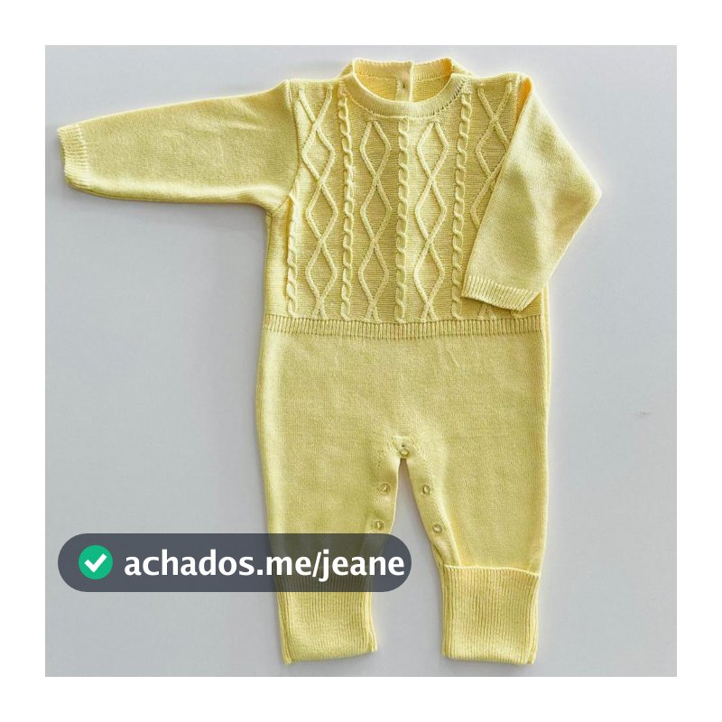 Macacão bebê RN comprido de tricot saída maternidade Enxoval de Neném