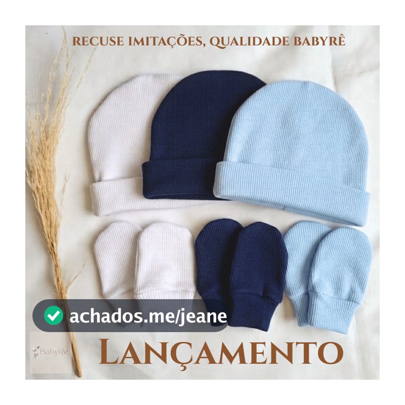 Kit 3 Touca de Bebê RN 3 Toucas e 3 Pares Luvas Recém Nascido Enxoval Maternidade Algodão Premium
