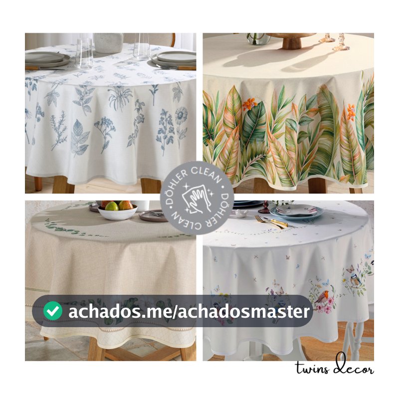 Toalha De Mesa Redonda 6 A 8 Lugares 1,80 m Dohler Clean Limpa Fácil Estampa Digital Renova