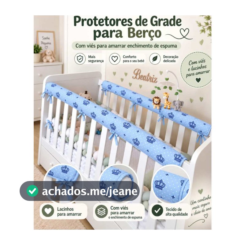 Protetor de grade para berço de Bebê Americano para bebê/  Proteção grade berço kit berço 2 peças 1,30m x25cm