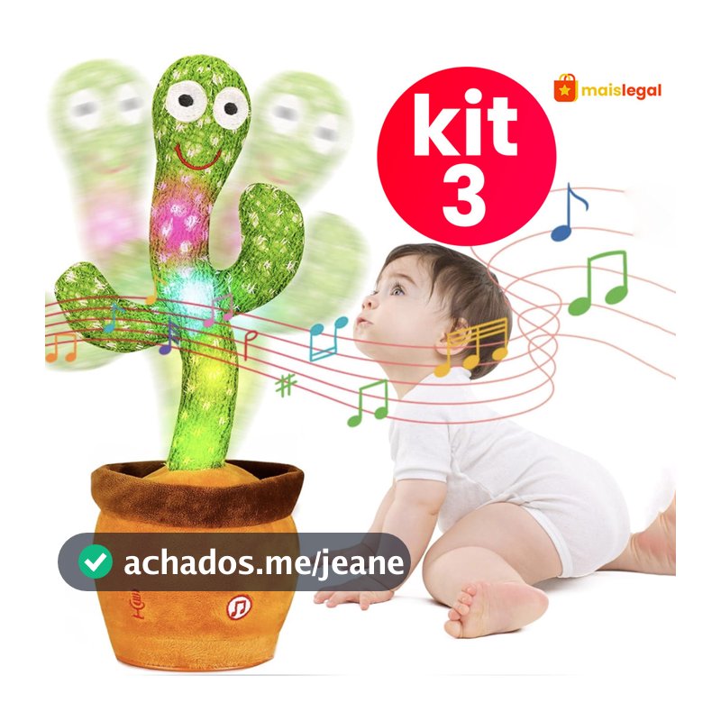 Cacto dançante falante interativo com som Musicas Repete Falas presente dia das crianças Presentes de Natal