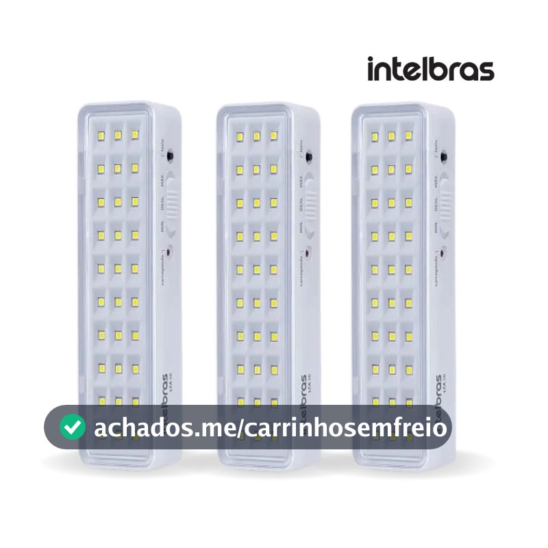 Kit 3 Unidades Luz de Emergência Luminária LED Intelbras