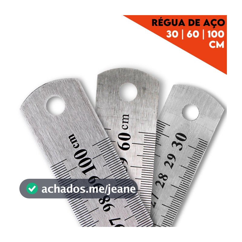 Régua De Metal - Aço Inox - Patchwork - 30 Cm/ 60 Cm/ 1 Metro - Nybc