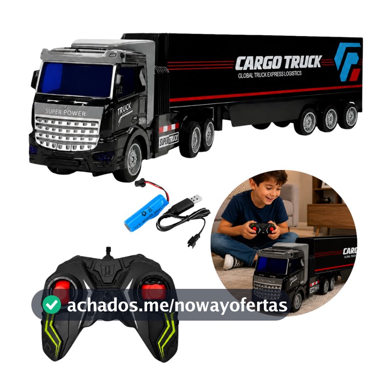 Caminhão Carreta De Controle Remoto Grande Com Bateria Recarregável