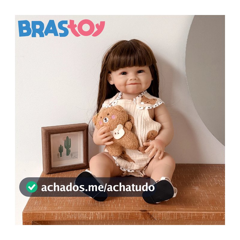 Bebê Reborn Silicone Menina 48cm Boneca Sorria Pode dar Banho Brastoy