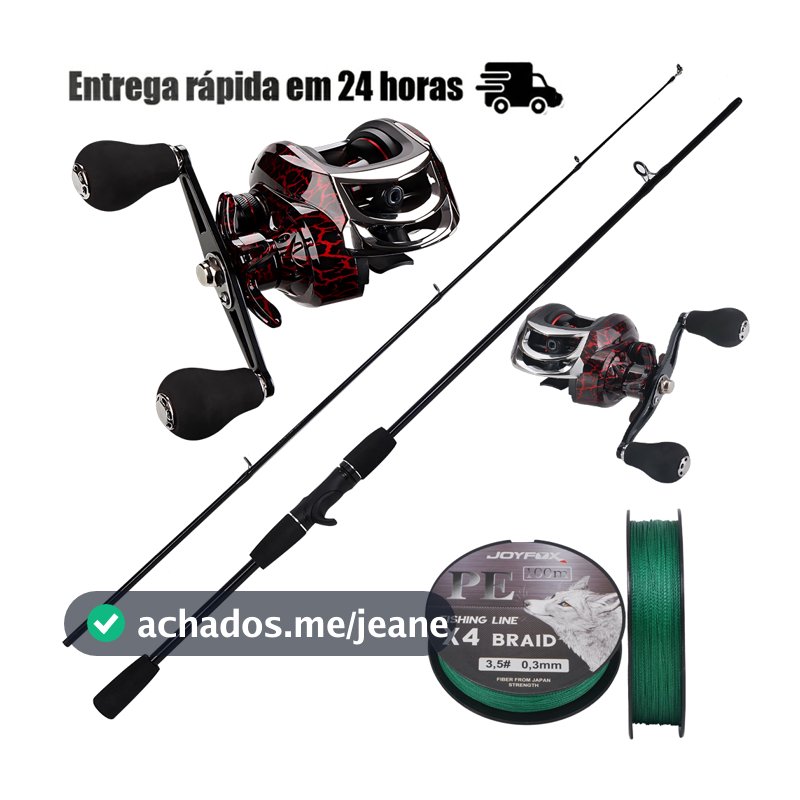 Kit Carretilha com Vara e Linha PE 100m Ideal para Tucunaré, Robalo e Pesca Esportiva