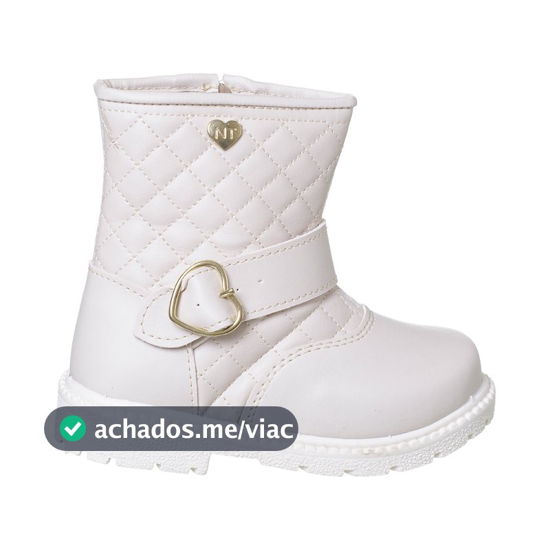 Bota Coturno Infantil com zíper de Menina Blogueira Cano Matelassê Antiderrapante Confortável