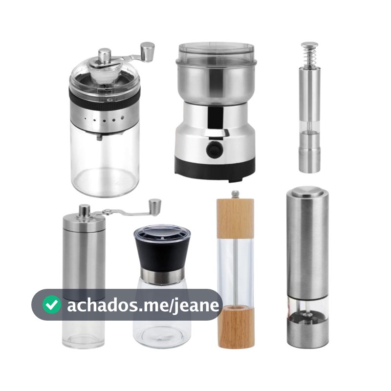 Moedor de Grãos Café Pimenta Especiarias – Modelos Elétrico 110V, Manual e Inox