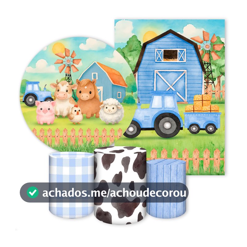 Capas p/ Festa Infantil Pegue e Monte Tema Fazendinha Azul e Rosa