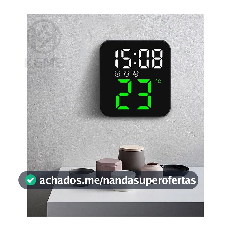 Relógio Digital Led Temperatura Alarmes Usb Mesa E Parede LE-2164