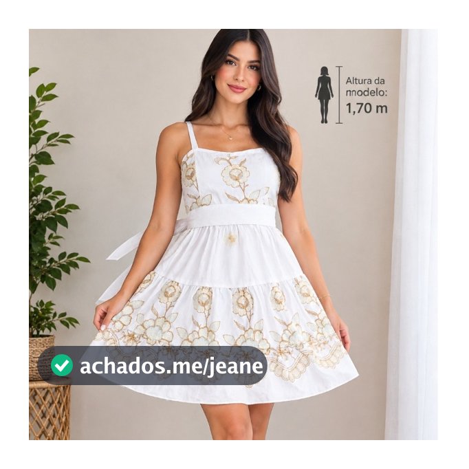 VESTIDO ALCINHA BORDADO CORTO TEM FORRO BOJO Y CINTO FRUNCIDO NAS COSTAS