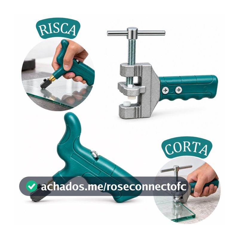 Riscador Cortador de Vidro Cerâmica Porcelanato Azulejo Espelho Telha Piso Manual 2 em 1 Kit 3-15mm