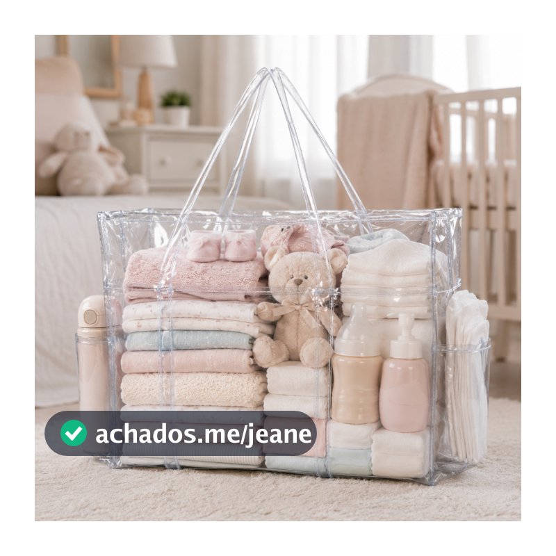 Bolsa Transparente Grande Para Enxoval Maternidade Impermeável Para Fraldas Roupinhas Bebe