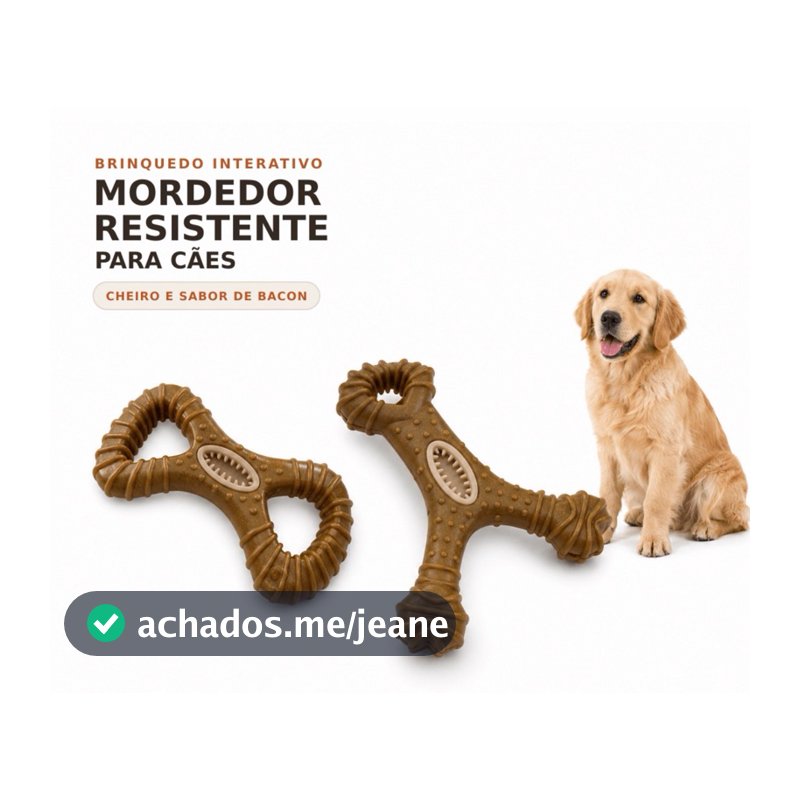 Mordedor Osso Resistente Maciço Fibra De Trigo Sabor Bacon Grande