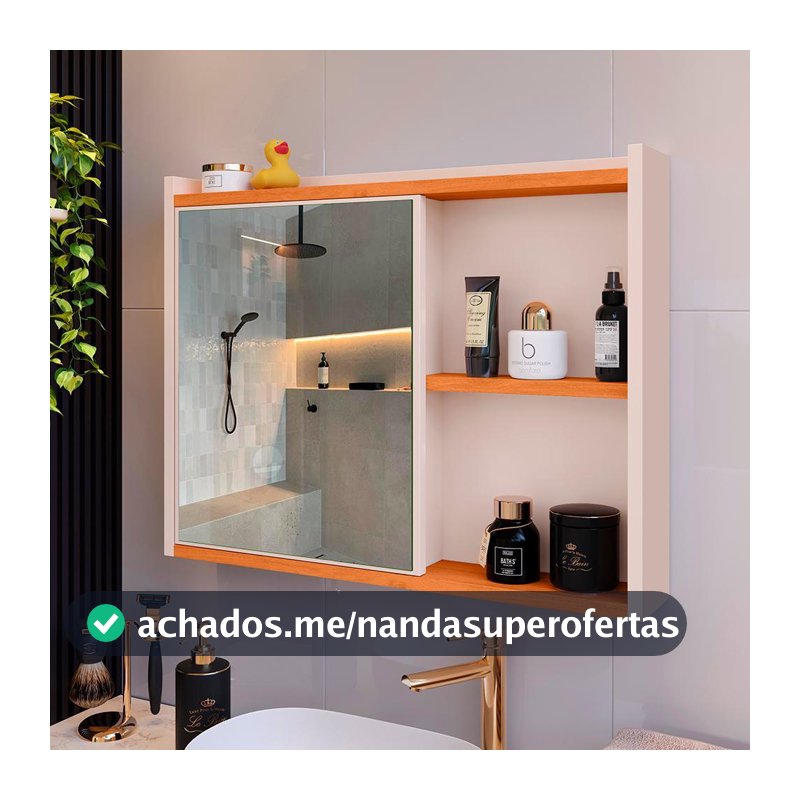 Espelheira Aqua Suspensa Para Banheiro Closet Porta e Armário Diversas Armario Milão aqua com nicho