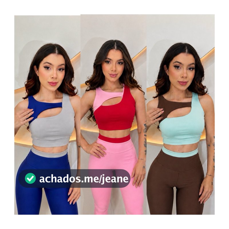 Conjunto Fitness Feminino Bicolor Academia Suplex Premium Cós Alto Zero Transparência