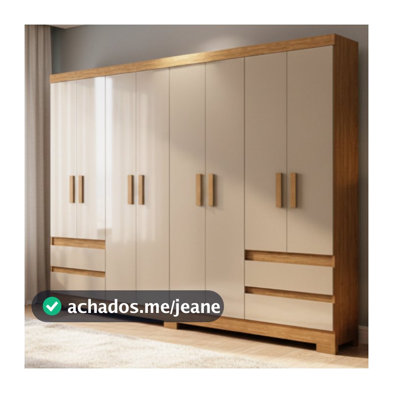 Guarda Roupas Casal Grande 8 Portas e 4 Gavetas Paris Com pés