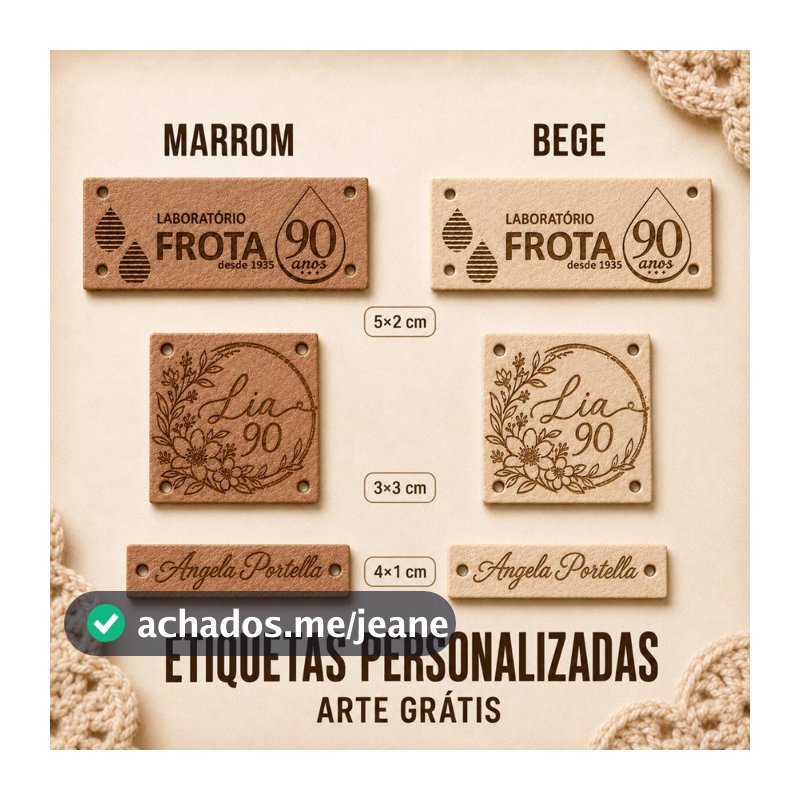 Etiqueta Personalizada em Couro Sintético para Crochê e Artesanato – Envio Imediato