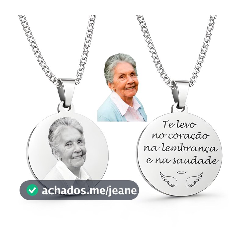 Colar Personalizado em Aço Inox Redondo ou Quadrado com Foto 45 ou 60 cm