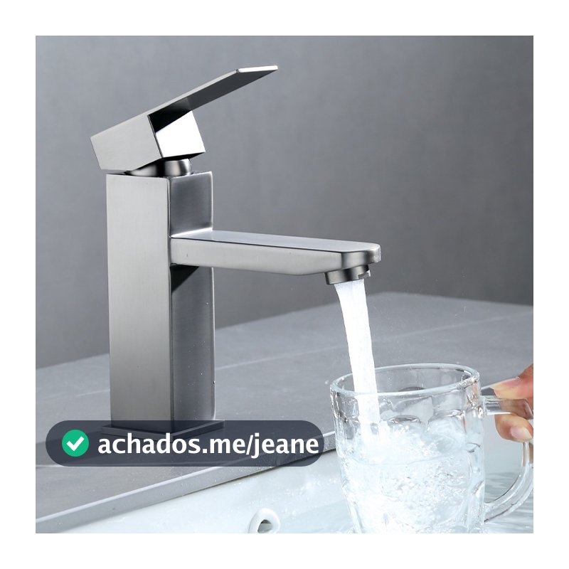 Prata/Preto Banheiro Inox Monocomando Moderna Luxo 1/4 De Volta Cromo Premium Torneira Banheiro Inox