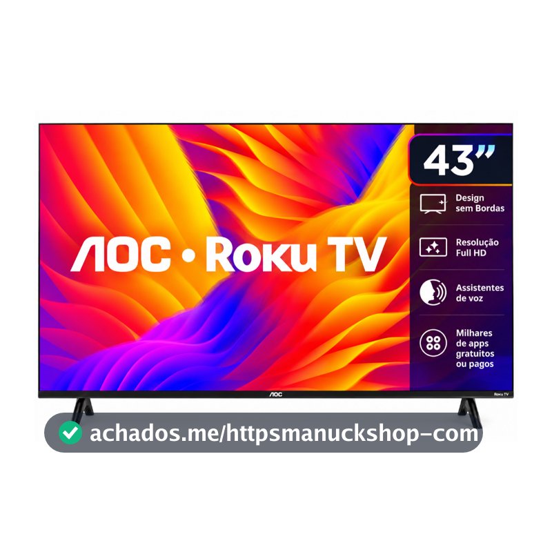 Smart TV AOC 43" Full HD LED Roku Wi-Fi USB HDMI 43S5155/78G