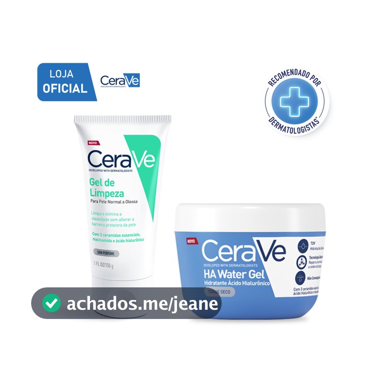 Kit CeraVe Gel de Limpeza Facial 150g + HA Water Gel 85g