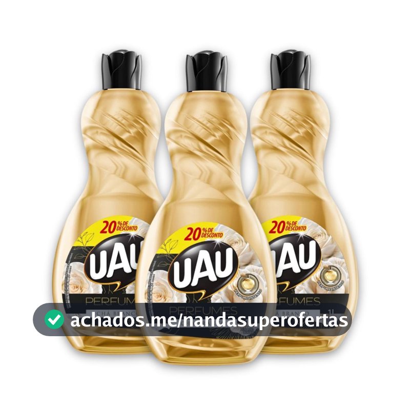 Kit 3un Limpador 1L UAU Perfume Chá Branco Promo